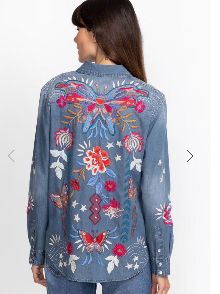 Johnny Was Xl Mika Denim Pocket Shirt